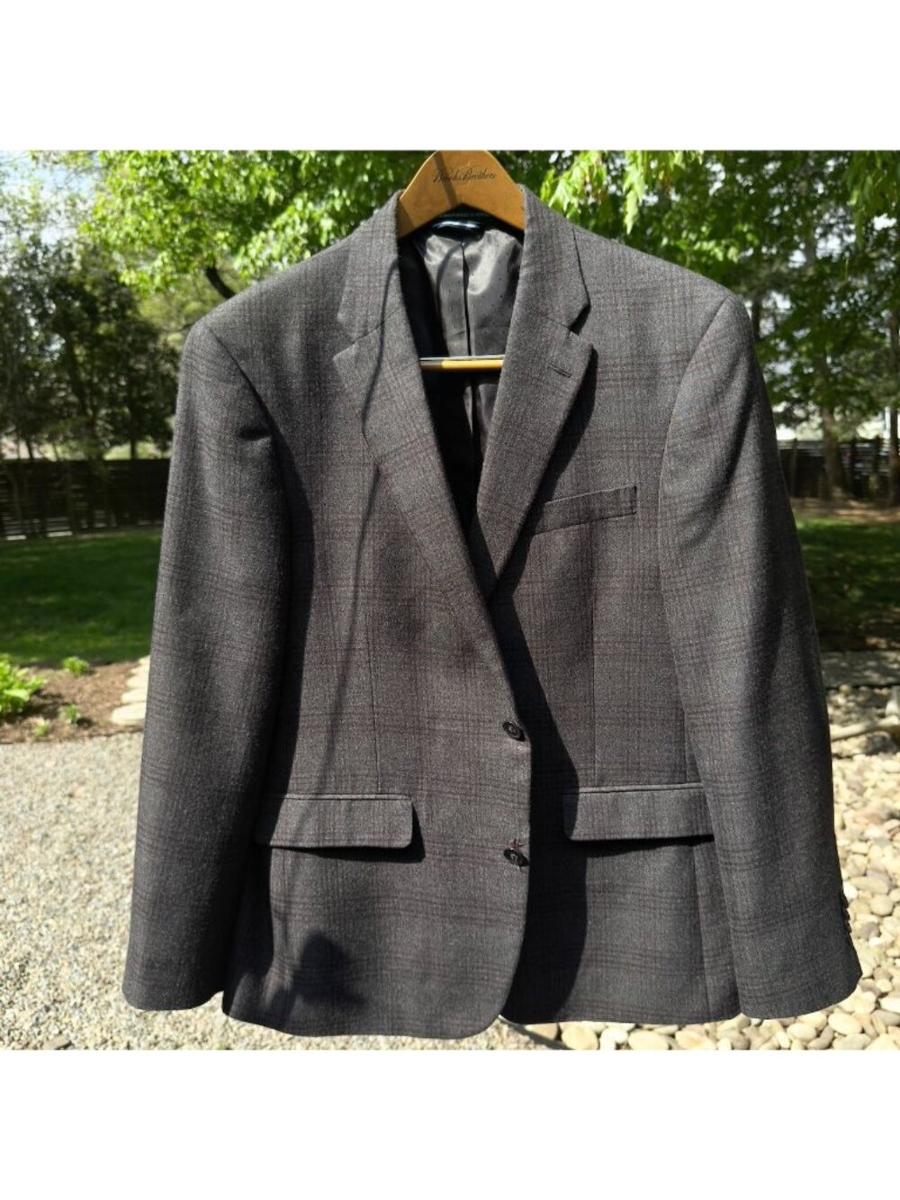 Vintage Tommy Hilfiger Mens 44 R Sport Coat Glen Plaid Check Gray Black Wool